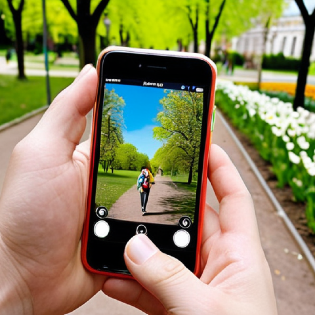 **Prompt:** "Person using a smartphone app to record temperature while walking through a park, showcasing integration of data collection into daily life. Focus on natural elements, like blooming flowers, and bright daylight. The style should be friendly and approachable, almost like a snapshot."