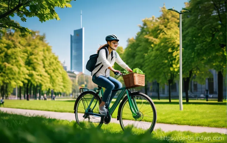기후변화 관측 참여의 협력적 모델 연구 - **Urban Climate Detectives:** A young adult, dressed in practical outdoor clothing, cycles through a...